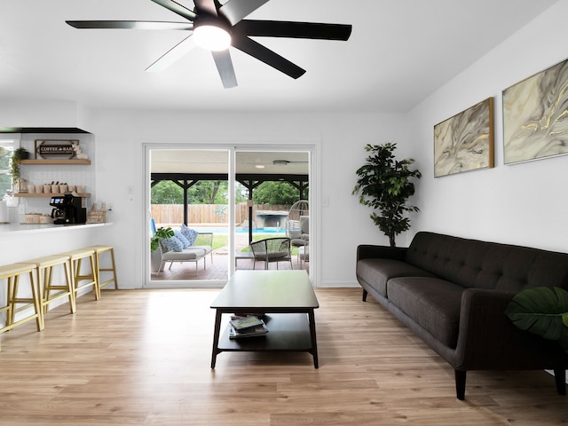 507 Patricia, San Antonio, TX 78216 - living room featuring ceiling fan and light wood-style flooring