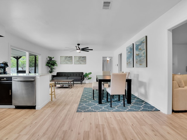 507 Patricia, San Antonio, TX 78216 - dining room featuring light wood finished floors, a ceiling fan, and baseboards