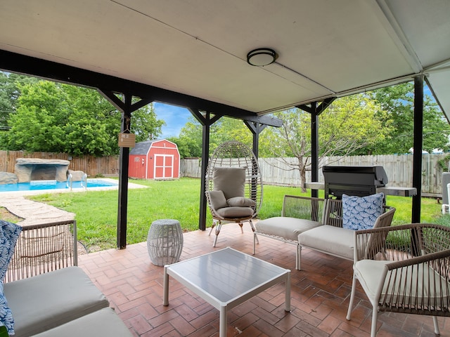 507 Patricia, San Antonio, TX 78216 - view of patio / terrace with a storage shed and an outbuilding
