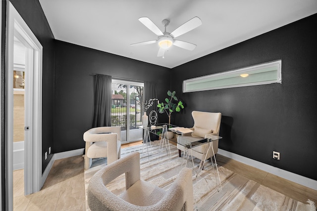 2705 St Emanuel St, Houston, TX 77004 - sitting room featuring ceiling fan and baseboards