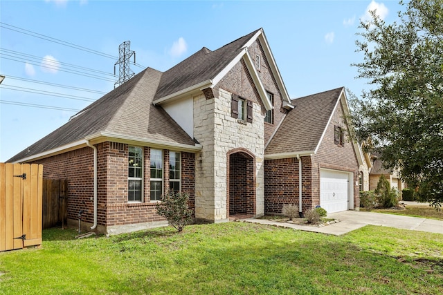 22726 Little Blue Stem Dr, Tomball, TX 77375 - view of front facade with roof with shingles, fence, brick siding, and driveway