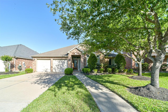 10615 Cortland Ridge Ln, Cypress, TX 77433 - view of front of property with a garage, brick siding, a front lawn, and concrete driveway