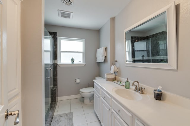 11107 Atwell Dr, Houston, TX 77096 - full bathroom featuring a stall shower, tile patterned flooring, vanity, and toilet