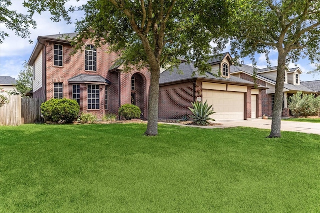 view of front of home featuring brick siding, a garage, and concrete driveway