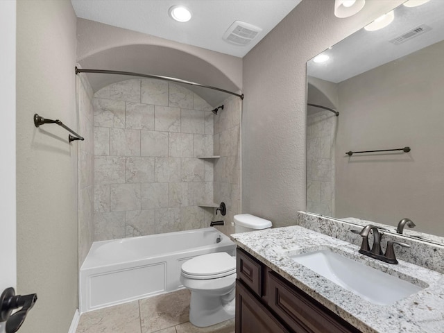 20722 Lavone Dr, Porter, TX 77365 - bathroom featuring toilet, shower / bathtub combination, and vanity