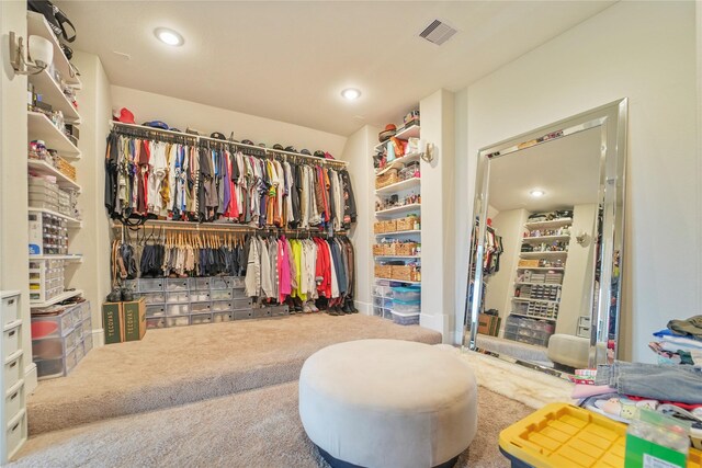 spacious closet with carpet flooring