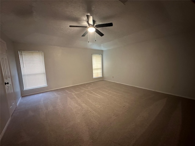 2934 Poplar Creek Ln, Pearland, TX 77584 - carpeted spare room with ceiling fan, baseboards, and a textured ceiling