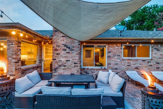 6031 Mcknight St, Houston, TX 77035 - view of patio with an outdoor living space with a fire pit