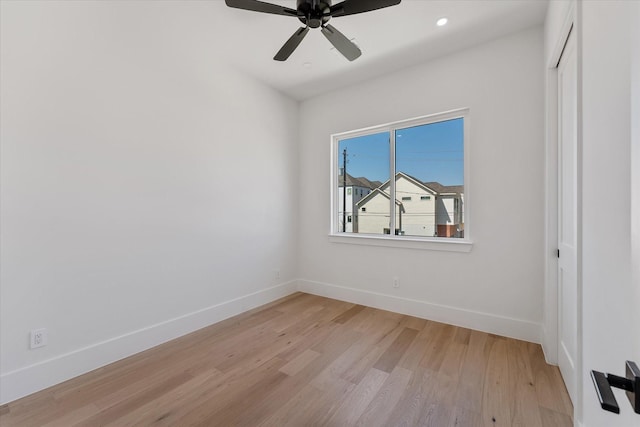 3912 Tulane St, Houston, TX 77018 - unfurnished room with light wood-type flooring, baseboards, recessed lighting, and ceiling fan