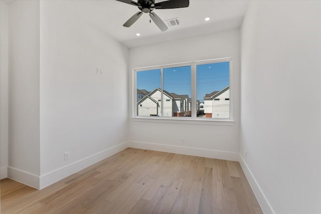 3912 Tulane St, Houston, TX 77018 - unfurnished room featuring light wood-style flooring, baseboards, a ceiling fan, and recessed lighting