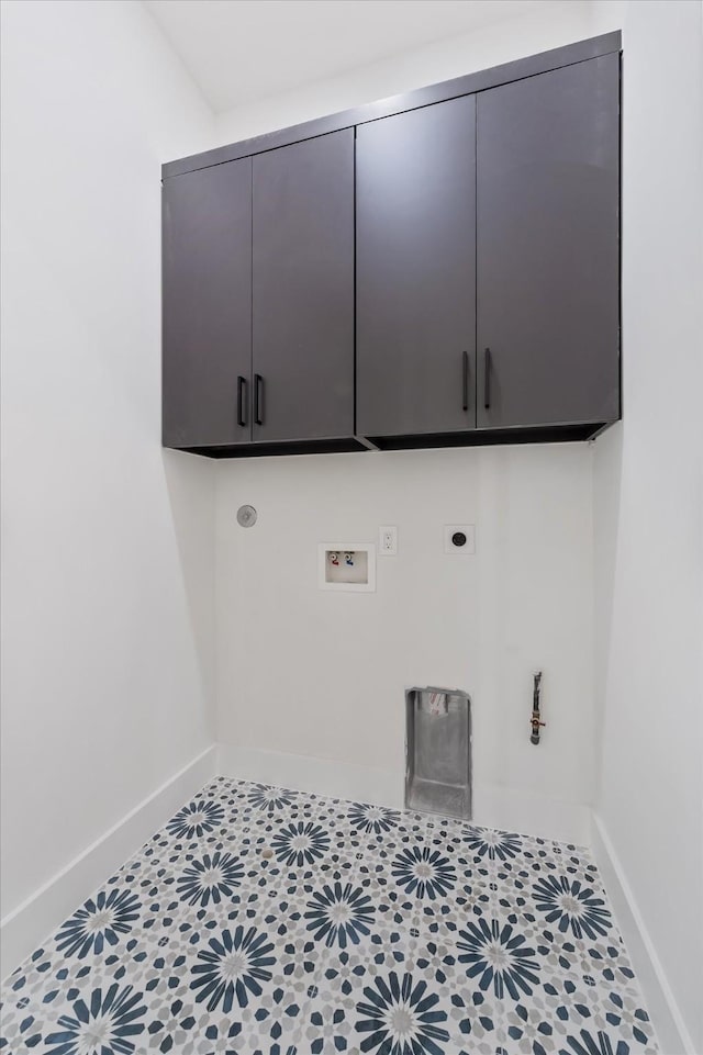 3912 Tulane St, Houston, TX 77018 - laundry room featuring cabinet space, hookup for a gas dryer, hookup for an electric dryer, and baseboards