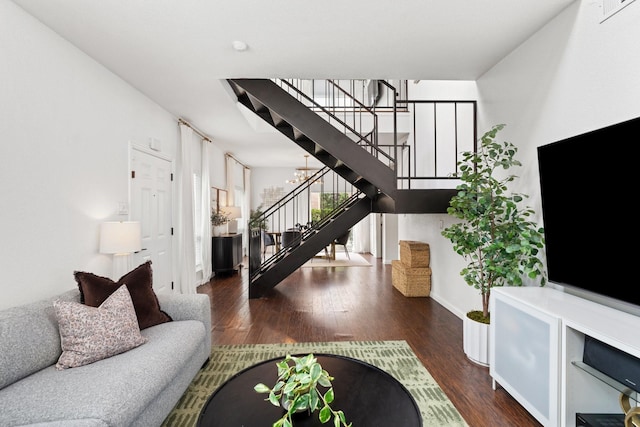 1115 Augusta Dr Unit 8, Houston, TX 77057 - living room with stairs, wood finished floors, and baseboards