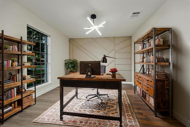 8902 Hendon Ln, Houston, TX 77036 - office area with wood finished floors, plenty of natural light, and baseboards