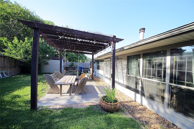 3726 Straightfork Dr, Houston, TX 77082 - view of patio / terrace with a pergola, an outdoor structure, and a storage unit