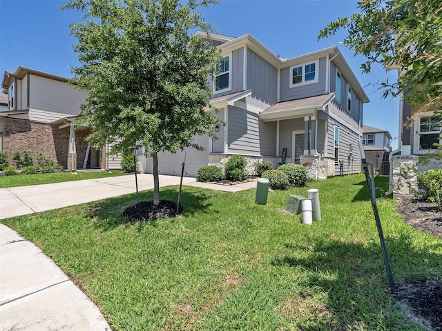 14506 Sweet Cherry Dr, Houston, TX 77069 - view of front of home featuring concrete driveway, a front lawn, board and batten siding, and an attached garage
