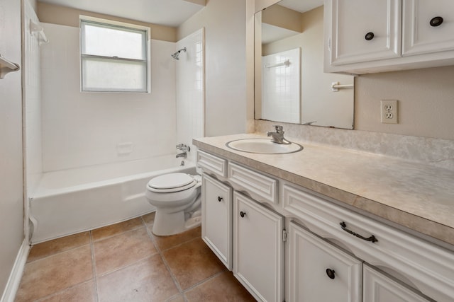 11802 Hamblin Rd, Cypress, TX 77429 - bathroom featuring toilet, vanity, shower / bathtub combination, and tile patterned floors