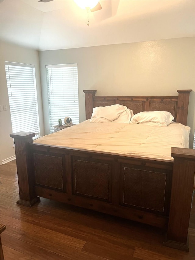 202 Golfview Dr, Normangee, TX 77871 - bedroom with dark wood finished floors and ceiling fan