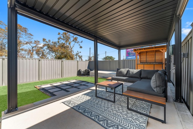 view of patio / terrace with outdoor lounge area and a fenced backyard