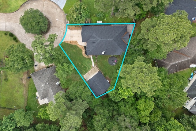 2838 Sunburst Ln, Montgomery, TX 77356 - aerial view of property and surrounding area featuring property boundaries highlighted