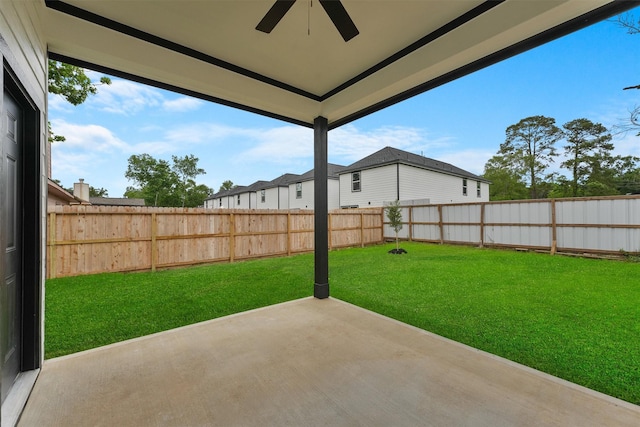 view of patio / terrace featuring ceiling fan