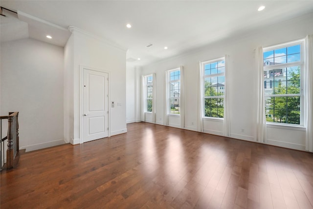 3622 Lannister Ln, Houston, TX 77055 - unfurnished living room with recessed lighting, wood finished floors, and ornamental molding