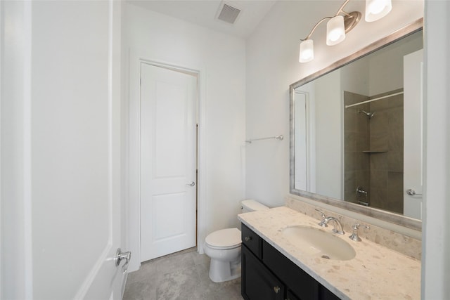 3622 Lannister Ln, Houston, TX 77055 - bathroom featuring toilet, vanity, a shower, and tile patterned flooring