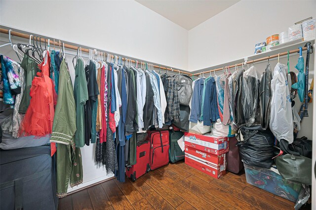 spacious closet with hardwood / wood-style flooring