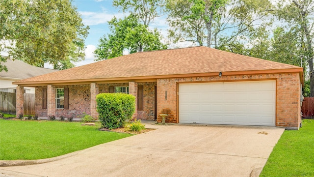 9024 Zapata Way, Willis, TX 77378 - single story home with concrete driveway, a shingled roof, a garage, and brick siding