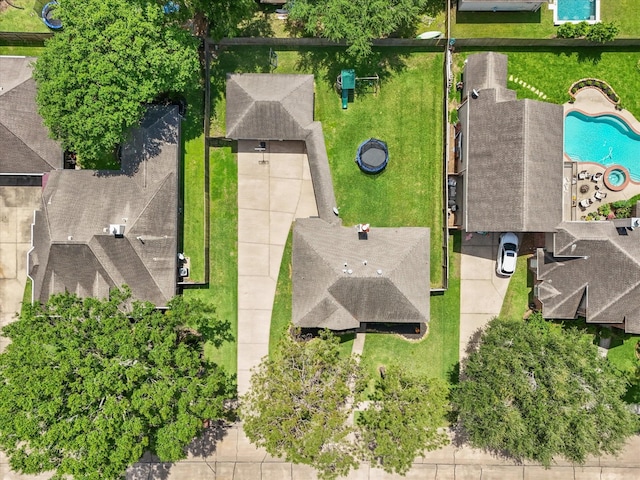 aerial view of a pool area