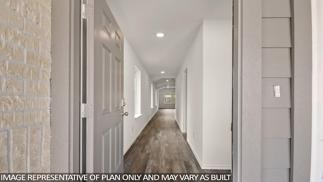 1346 Heather Rosewood Ln, Conroe, TX 77301 - hall featuring dark wood finished floors, recessed lighting, and baseboards