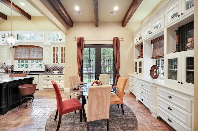 13315 Timberwild Ct, Tomball, TX 77375 - dining area featuring brick floors