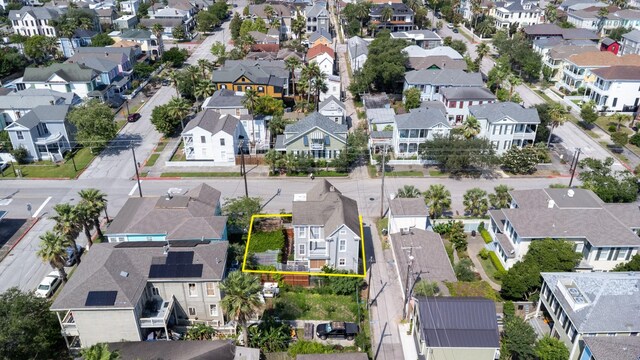 aerial view of residential area featuring property boundaries highlighted