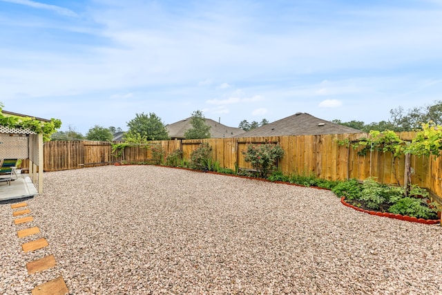 fenced backyard featuring a patio