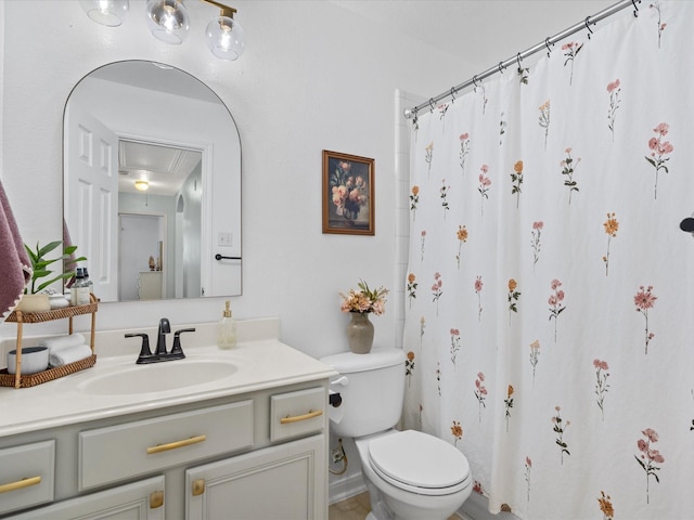 20118 Lakespire Dr, Katy, TX 77449 - full bath with toilet, vanity, and a shower with shower curtain