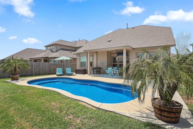 2510 Ocean Key Dr, Texas City, TX 77568 - view of swimming pool with a patio area and ceiling fan