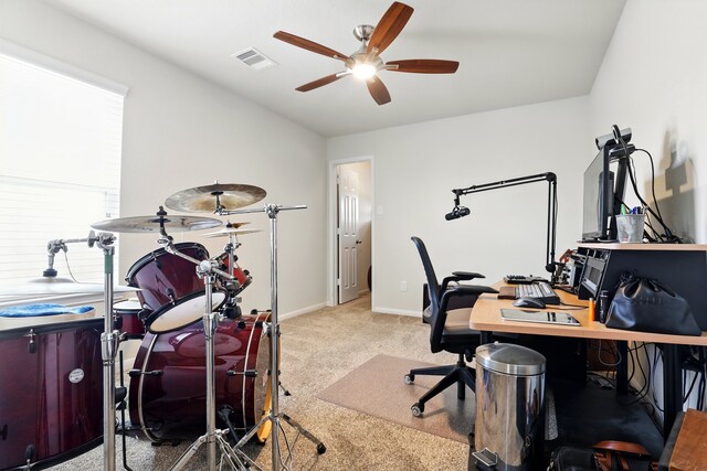 3519 Barkers Run Dr, Houston, TX 77084 - carpeted office with ceiling fan and baseboards