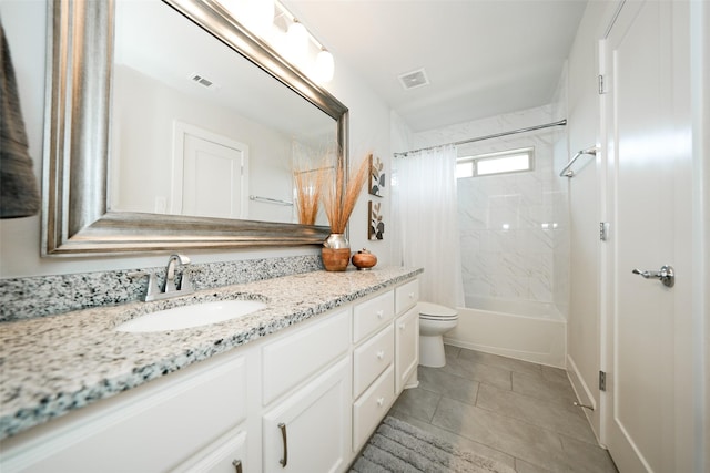 5502 Charlton Ridge Ln, Fulshear, TX 77441 - bathroom with toilet, vanity, tile patterned flooring, and shower / bath combo with shower curtain