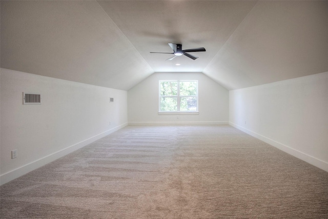 1973 Greentree Dr, Huntsville, TX 77340 - bonus room featuring a ceiling fan, carpet floors, and lofted ceiling