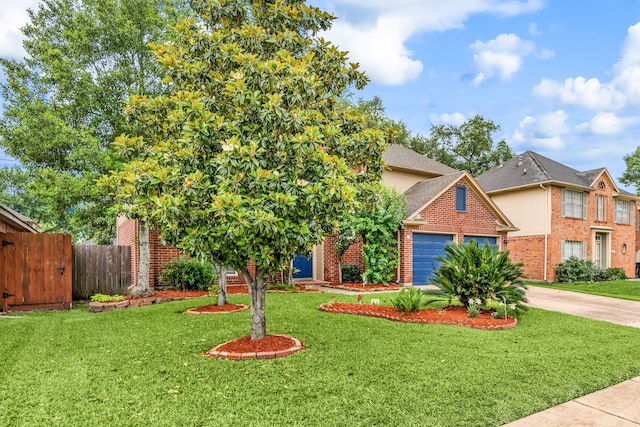 12114 Paddock Way, Houston, TX 77065 - view of front of property with a garage, brick siding, driveway, and roof with shingles