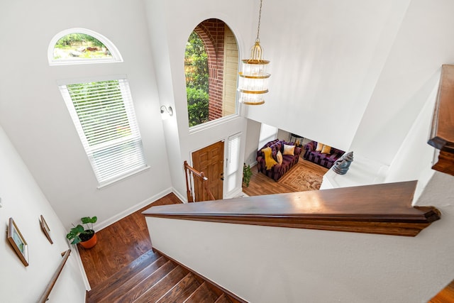 12114 Paddock Way, Houston, TX 77065 - foyer entrance featuring dark wood finished floors and baseboards