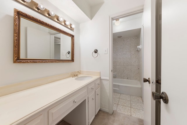 6131 Knollview Dr, Spring, TX 77389 - full bathroom with vanity, tile patterned floors, and shower / bathtub combination