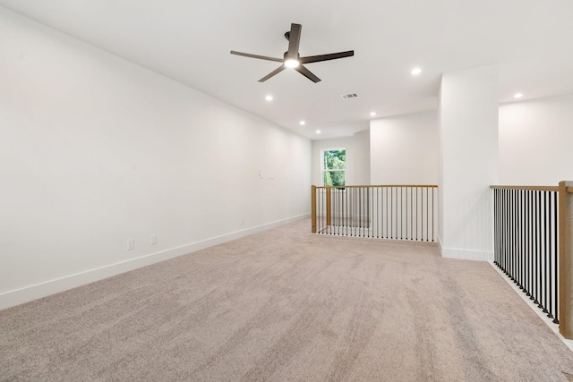 1420 Flamingo St, Conroe, TX 77385 - empty room with recessed lighting, a ceiling fan, carpet floors, and baseboards