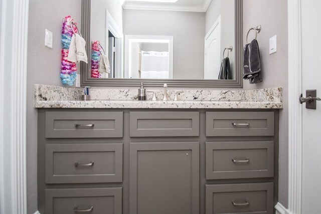14115 Woodthorpe Ln, Houston, TX 77079 - bathroom featuring ornamental molding and vanity