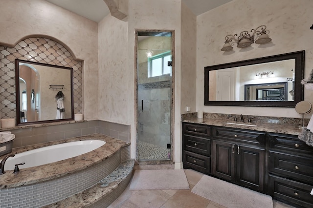 26118 Upper Beacon Pl, Montgomery, TX 77316 - full bath featuring a stall shower, vanity, and a garden tub