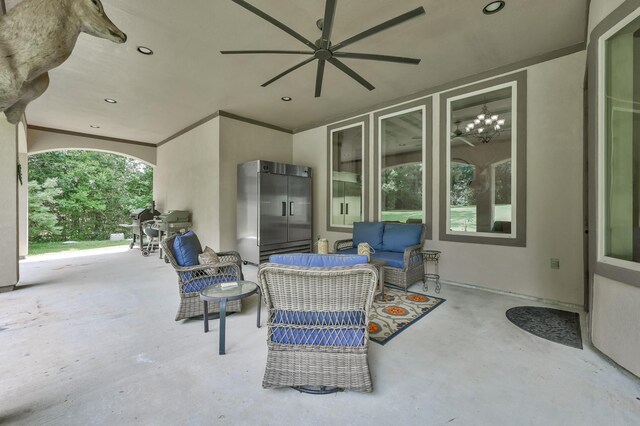 26118 Upper Beacon Pl, Montgomery, TX 77316 - view of patio featuring outdoor lounge area and a ceiling fan