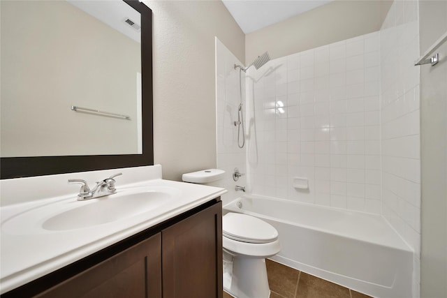 6010 Lovage Ave, Crosby, TX 77532 - bathroom with toilet, vanity, bathtub / shower combination, and tile patterned floors