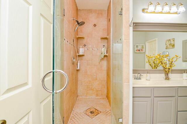 14411 Lawton Ridge Dr, Cypress, TX 77429 - bathroom featuring a shower stall and vanity