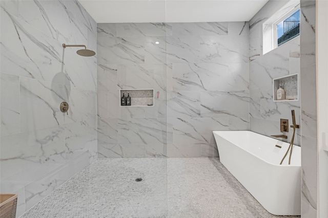 2202 Hewitt Dr, Houston, TX 77018 - bathroom featuring a shower and a soaking tub