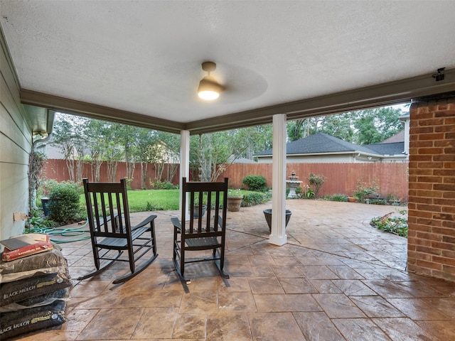 view of patio featuring a fenced backyard