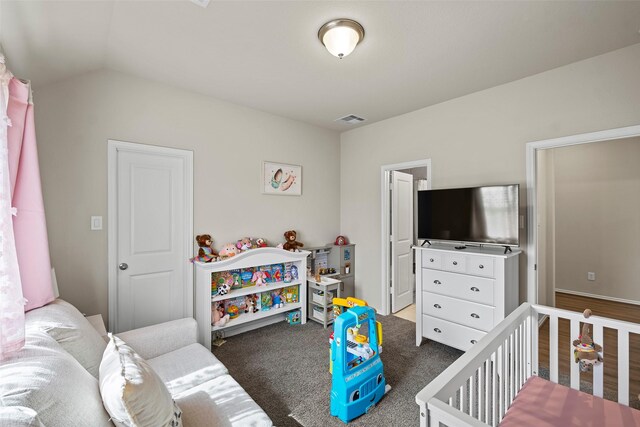 3306 Old Ironwood Dr, Spring, TX 77386 - bedroom with vaulted ceiling and carpet flooring